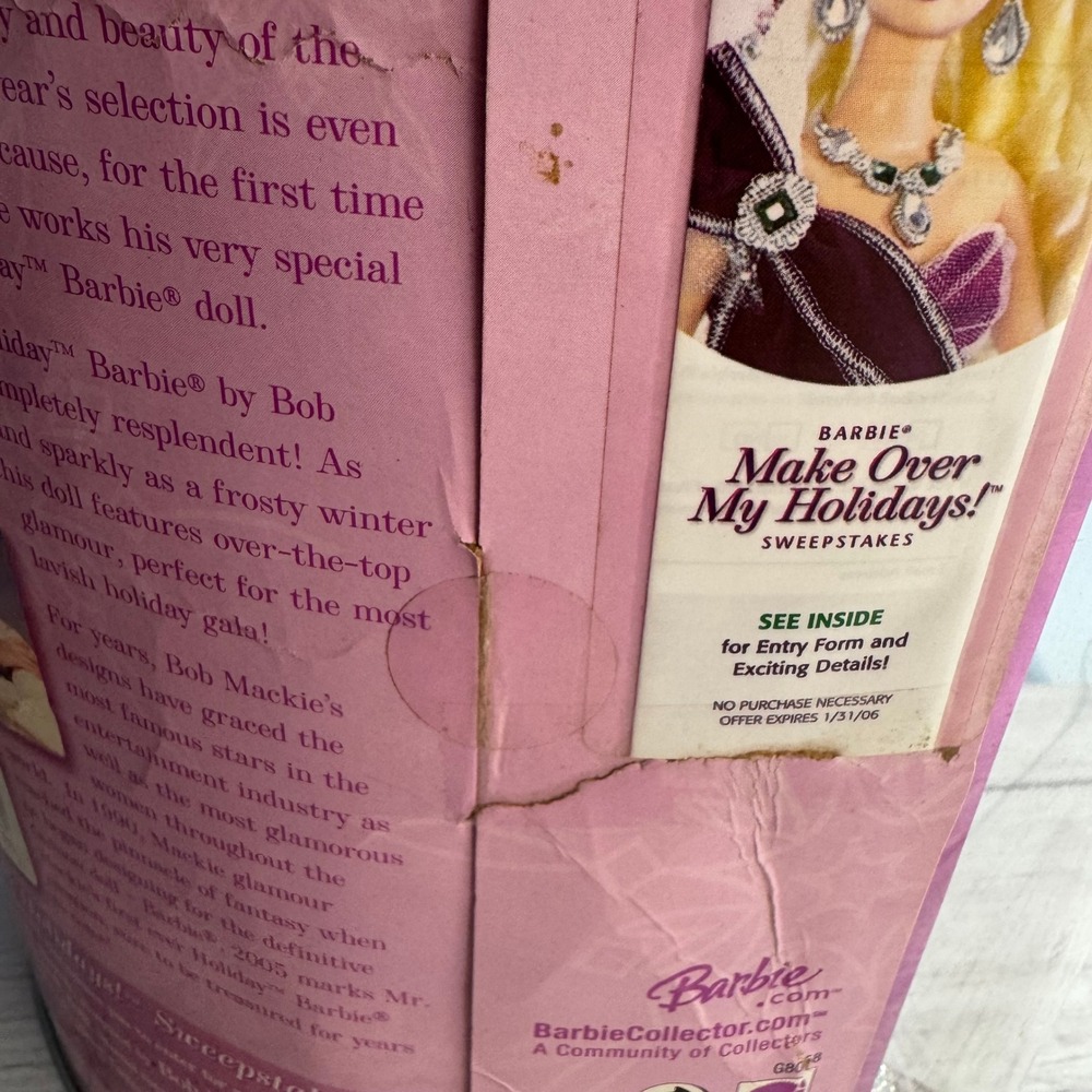 Mattel Holiday Barbie 2005 Bob Mackie Edition Size 11.5 Burgundy Gown Collector - Picture 6 of 10